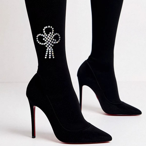 Knot Rhinestone Tights – White Opaque Medium Thickness Plus Size Women’s Decorat - Picture 1 of 4