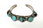 Estate Vintage Native American Sterling Silver Turquoise Cuff Bracelet 22.4 Gram — photo 2