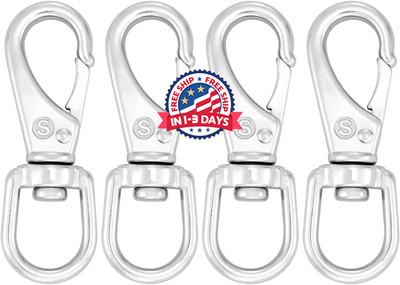 Pack 4 clips de acero inoxidable de 3,5 pulgadas para cuerda de asta de bandera