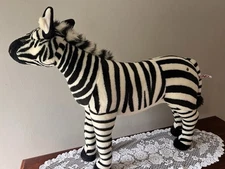 Giant Stuffed Animal ZEBRA FAO Schwartz Toys R Us Wired Posing Vintage Exc Cond