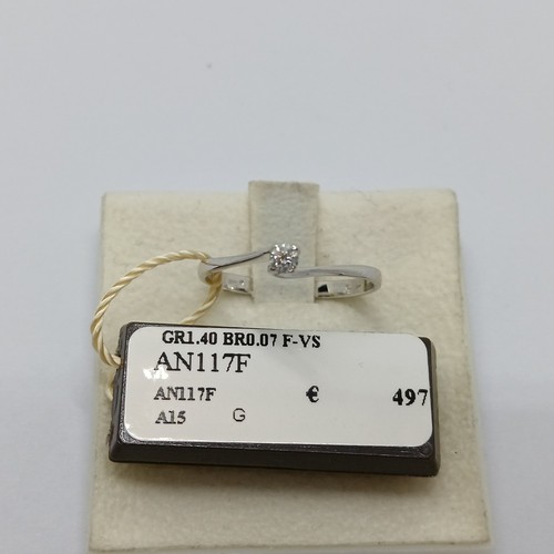 ARMONIE ANELLO SOLITARIO IN ORO BIANCO 18KT E DIAMANTE NATURALE 0.07 (0416) - Foto 1 di 15