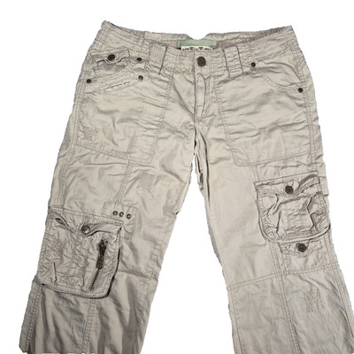 Vintage Miss Me Cargo Utility Pants Women Sz Large Embroidered Khaki Y2K 32x32''