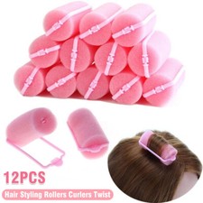 12PCS Hair Styling Rollers Curlers Twist No heat Sponge Foam Cushion Heatless