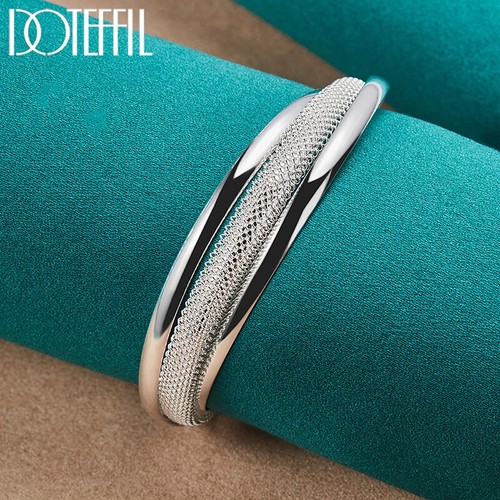 Brazalete de red de plata esterlina 925 DOTEFFIL boda moda joyería - Imagen 4 de 6