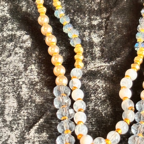 LOFT ANN TAYLOR necklace glass goldtone silvertone metal beads vintage style - Picture 2 of 3