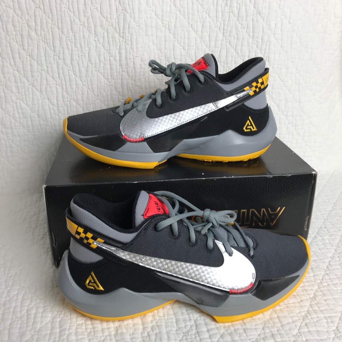 Nike Zoom Freak 2 Shoes Men's SZ 8.5 'Taxi' Black/Silver CK5424