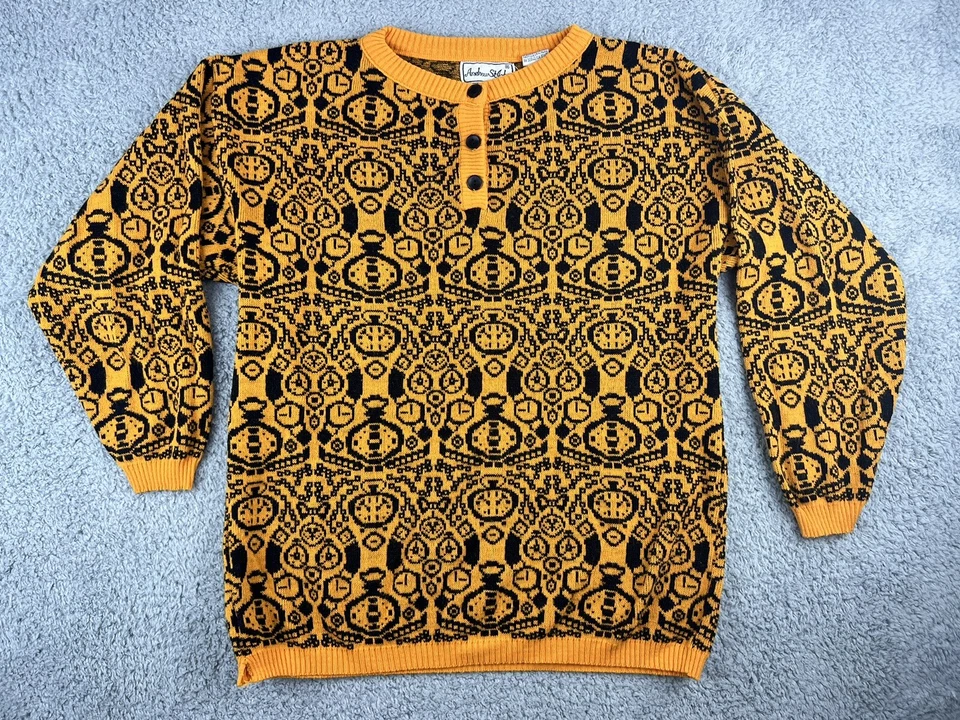 Reloj Suéter Vintage Mediano Años 80 90 Abstracto Reloj Geométrico Andrew St. John Foto 2 de 4