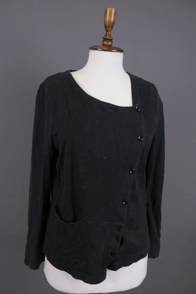 OSKA Gray Button Asymmetrical Hemp Knit Cardigan Sweater Size 2 - Image 2 of 4