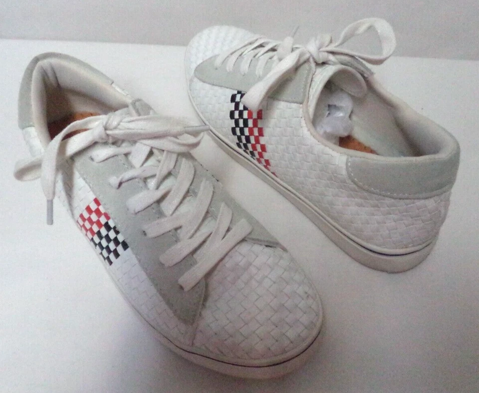 Bernie Mev Cuero Cuadros Cesta Tejido Tenis Zapatos Talla 37 7 Foto 2 de 4