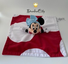 4281🌟Doudou Plat Mouchoir Minnie Mouse Disney Store Disneyland Rouge Blanc