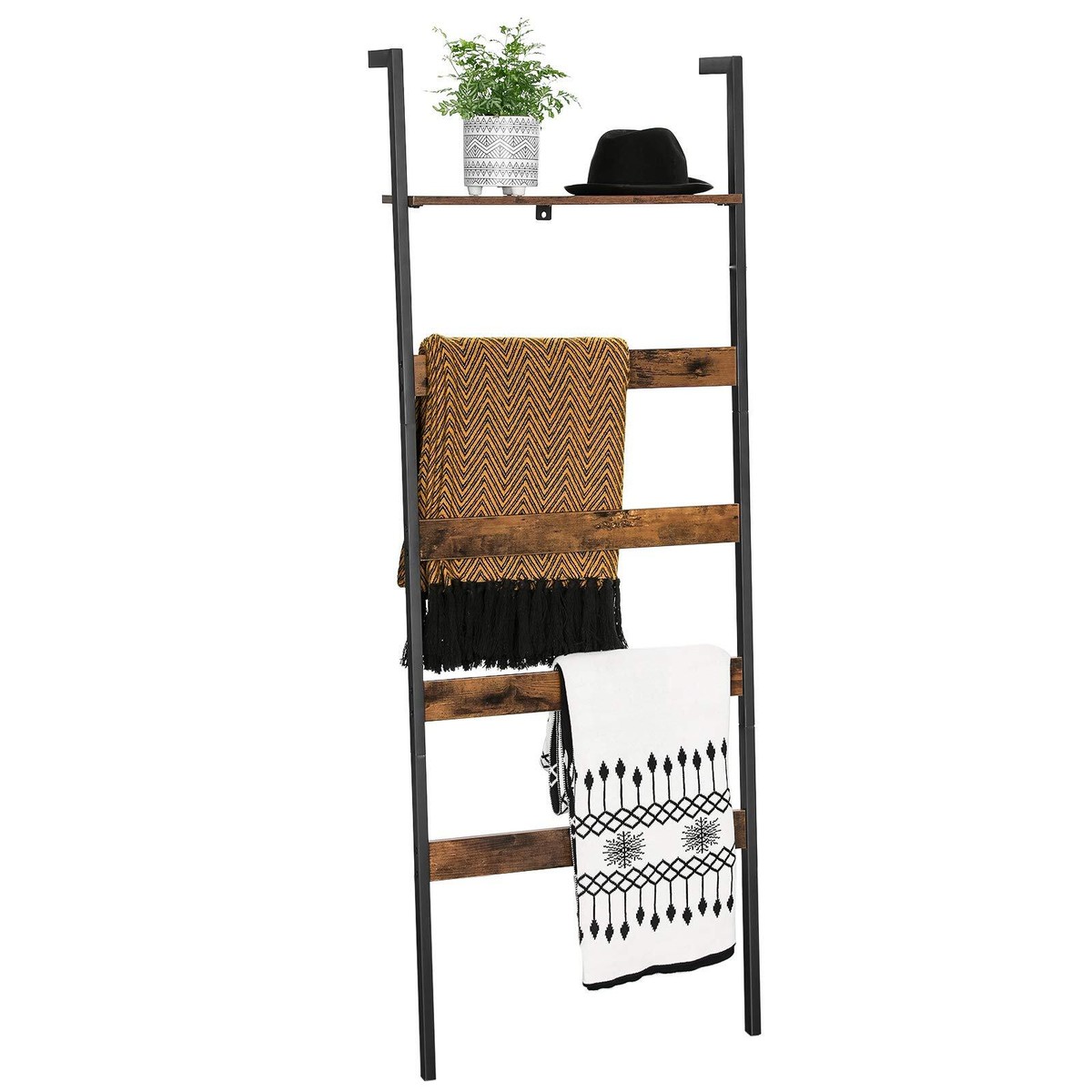 Ladder Blanket Wall Shelf Blanket Ladder, Wall-Leaning Rack With