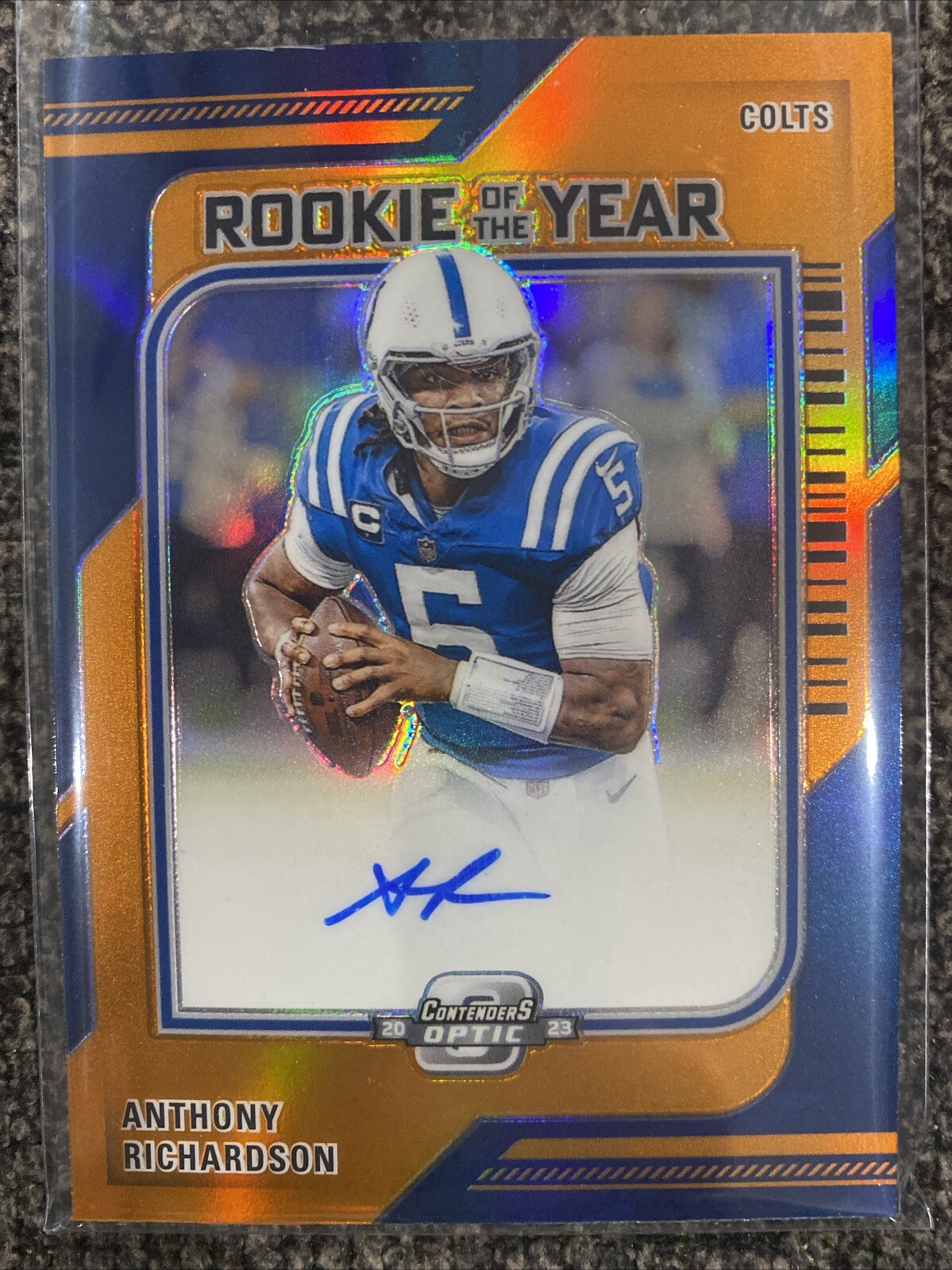Anthony Richardson 2023 Contenders Optic Rookie of the Year Orange Auto RC 12/50