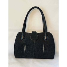 Rota Genuine Stingray Skin Black Leather Women's Handbag 12" X 8.5"