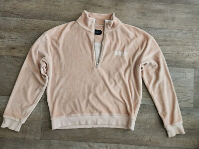 WSLY Sweatshirt Women's Medium Beige Ecosoft Pullover Quarter Zip Long Sleeve XS