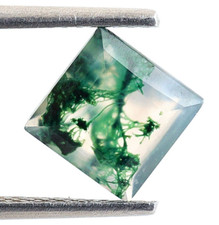 Natural Moss Agate Faceted Cut Square 7X7mm Loose Gemstone Birthday Gift 1.20 Ct