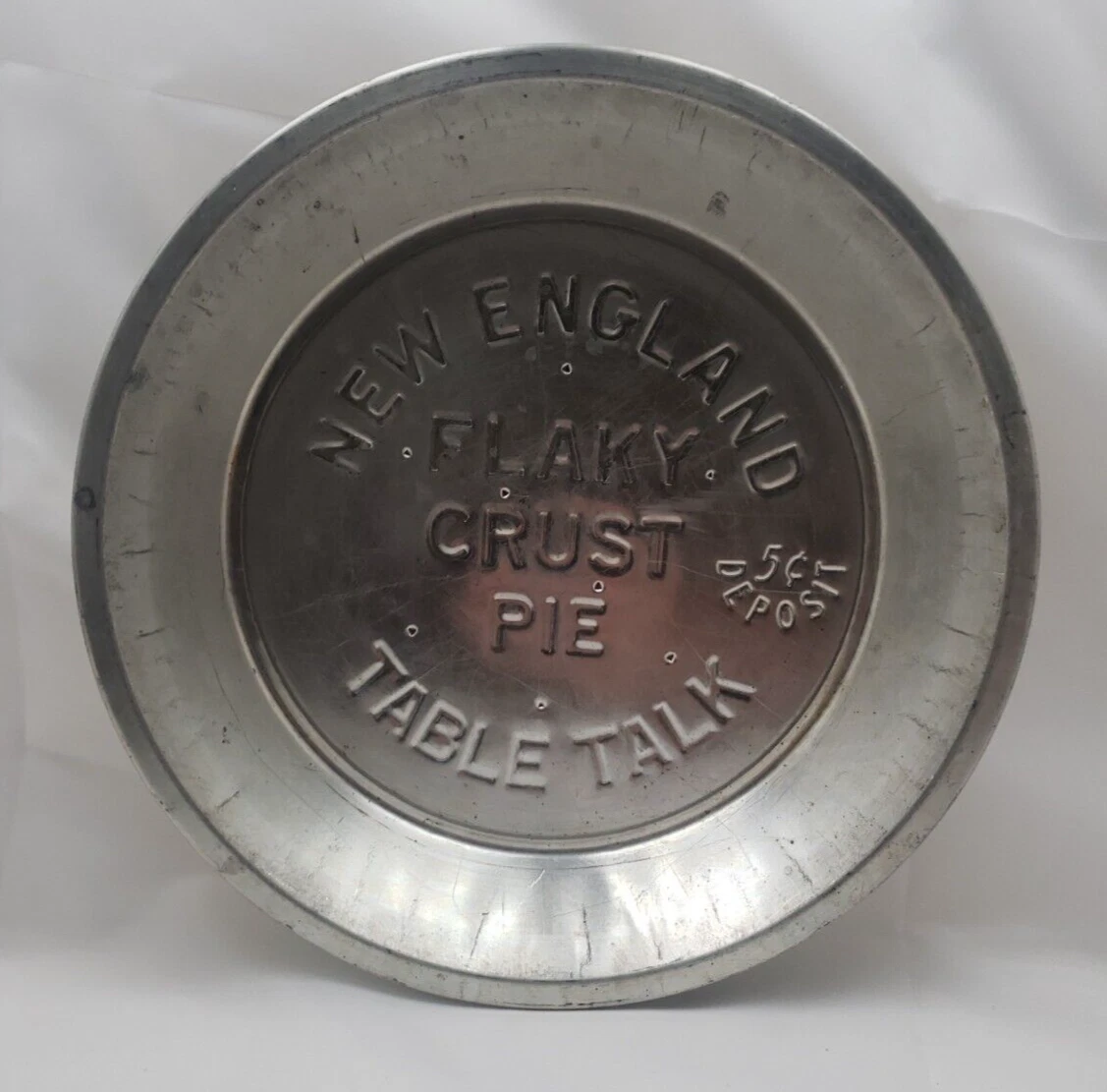 New England flaky crust Pie Pan vintage 5 cent deposit