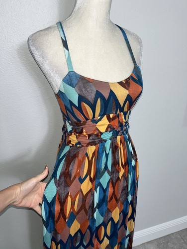 Anthropologie Maeve Noetzie Jersey Knit Western Geometric Maxi Dress Pockets XS - Picture 9 of 19