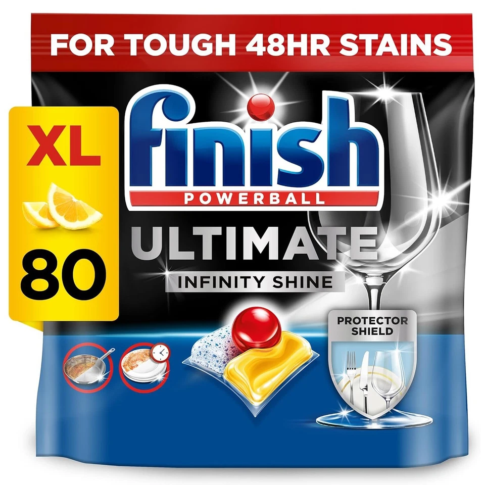 Finish Ultimate Infinity Shine Dishwasher Tablets | Lemon | 80 Tabs