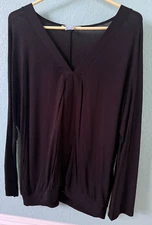 Lascana / Venus Women's Black Rayon V-Neck L/S Tunic Blouse MED NWOT