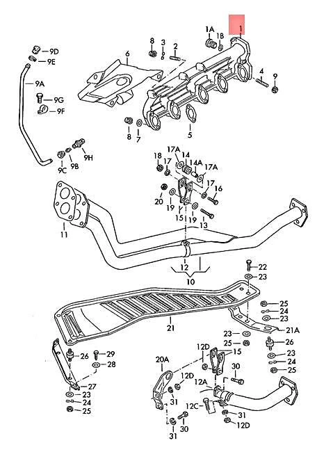 Genuine Volkswagen Exhaust Manifolds NOS Audi 4000 5000 Coupe Quantum 034129591T - Image 2 of 2