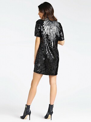 Guess Jeans Womens Dress Sequin dress Black Silver Ship internationally |  eBay