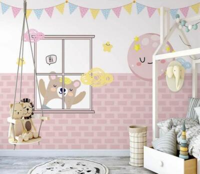 3D Cute Bear ZHUA493 Wallpaper Wall Murals Removable Self-adhesive Amy