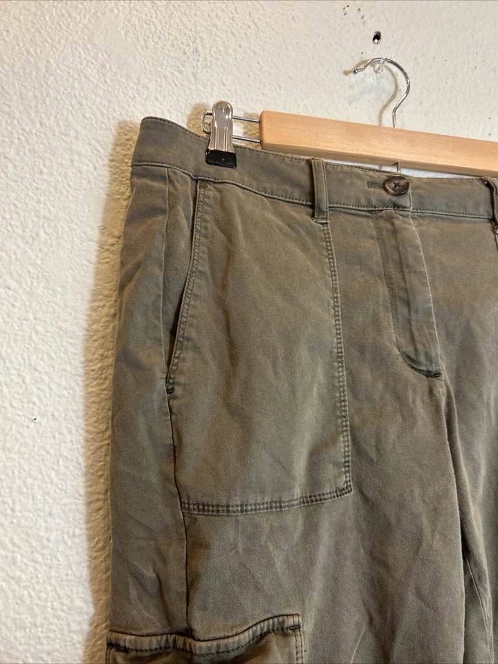 Pantalones al tobillo J.Jill para mujer talla 8 verde militar tiro alto algodón elástico carga 32x28 Foto 4 de 4