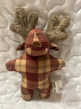 Pier 1 Imports Christmas Plaid "Moose" Felted Antlers Plush 6.75  T