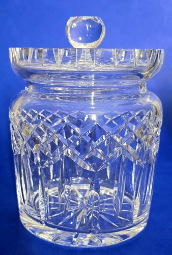 Gorgeous Vintage Waterford Irish Crystal Lismore Biscuit Barrel Jar With Lid 7"