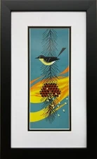 Charley Harper "Kirtland's Warbler"  Custom Framed Art Print, Birds
