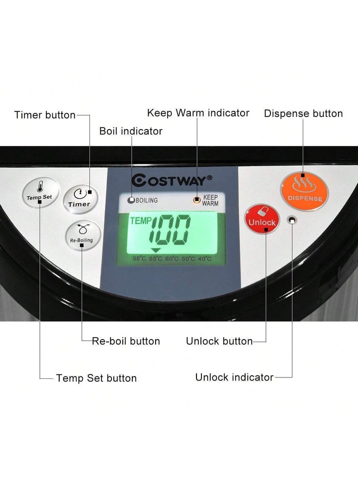 5Liter LCD Water Boiler and Warmer Electric Hot Pot Kettle Hot Water