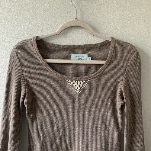 Top Judith March Anthropologie piccolo multicolore waffle maglia boho uncinetto accenti - Foto 2 di 6