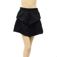 Isabel Étoile Marant High Waisted Mini Skirt Solid Pleated Black M-40 New 272355