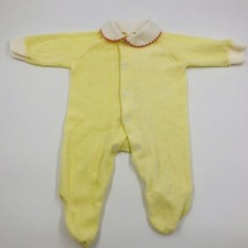 VTG Terry Cloth Yellow Footed Newborn Baby One Piece Sleeper USA
