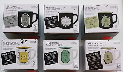 Tasse Keramik Pott Kaffeetasse Becher Spruch HEUL DOCH + KLUGSCHEISSER + weitere