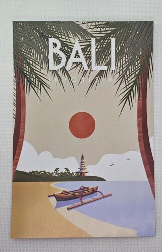 New Retro Vintage Picture Postcard Mini Travel Poster Print Bali Indonesia - Afbeelding 1 van 1