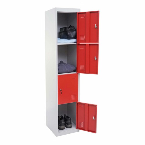 B-Ware Schließfach Preston T163, Schließfachschrank Spind Metall 180x38x45cm rot - Bild 4 von 6