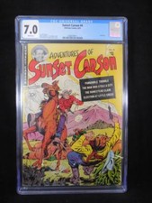Sunset Carson #4    CGC 7.0    White Pages    Last Issue  Scare Chalton Comic