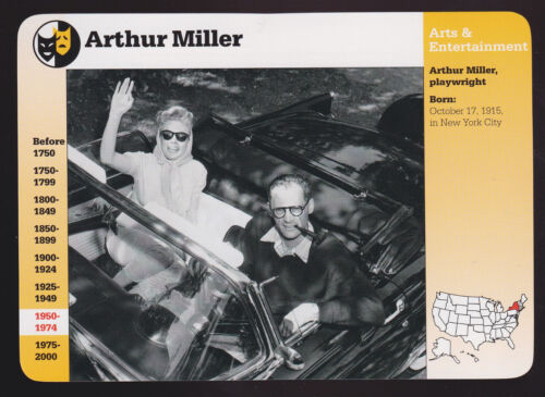 Foto 1997 del dramaturgo Arthur Miller Marilyn Monroe Grolier Story of America Card - Imagen 1 de 1