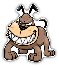 Dog Cartoon Angry Car Bumper Sticker Decal "SIZES''