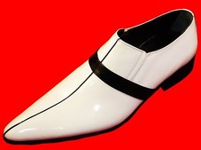 Chelsy - Italian Designer Party Slipper White/Black Calf Leather