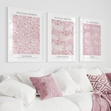 William Morris Pink Botanical Wall Art Prints Posters Pictures Floral Home Décor