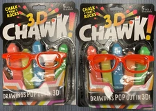Lot of 2 x Chuckle & Roar CHAWK! 3D Chalk W/ Glasses Any Hard Surface Age 4 & Up