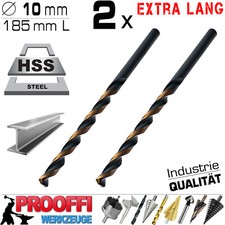 2 x HSS Profi Turbo Spiral Metall Bohrer 135° Oxidiert Ø 10 mm Extra Lang 185mm