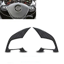 Gloss Real Carbon Fiber Steering Wheel Button Frame Trim Cover Fits 15-21 Jetta
