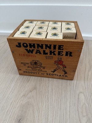 Vintage Johnnie Walker Red Label Mini Bottle Crate Set 11/12 Bottles & Boxes