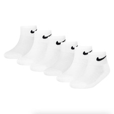 Nike Little Kids Socks Size YTH 10C-3Y Cushioned Ankle 6 Pair Youth White UN0372