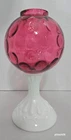 Fenton Ivy Ball Footed Vase, Cranberry with White Milk Glass bottom (A3 ECC)
