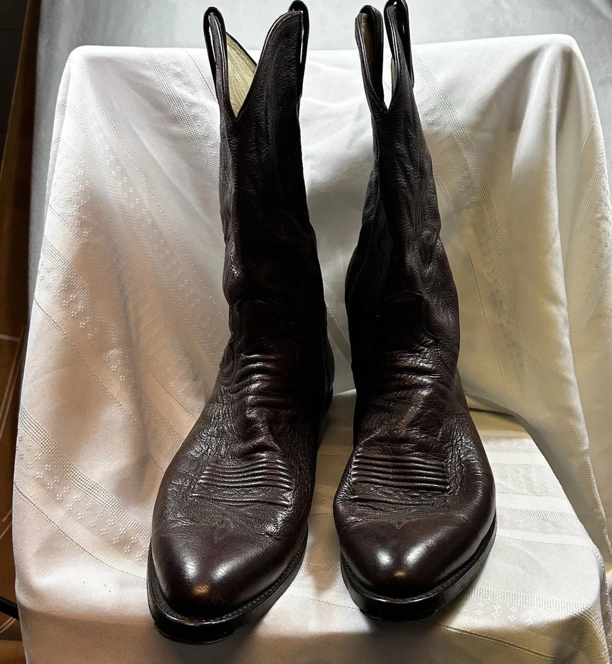 Botas occidentales Dan Post vintage de cuero borgoña para hombre talla 14 D hechas en EE. UU. Foto 3 de 4