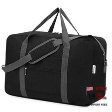 Carry on Luggage 22x14x9 Airline Approved Foldable Duffle Bag for 40L Black